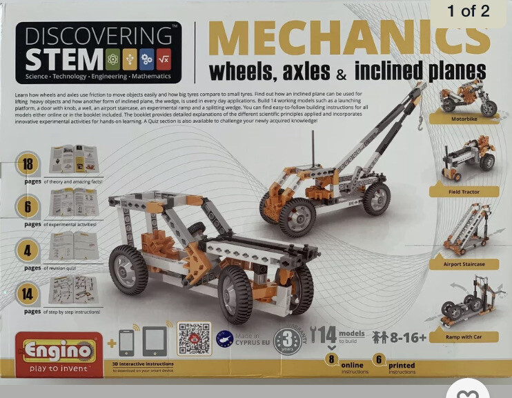Engino Discovering STEM Mechanics Wheels Axles and Inclined Planes Kit