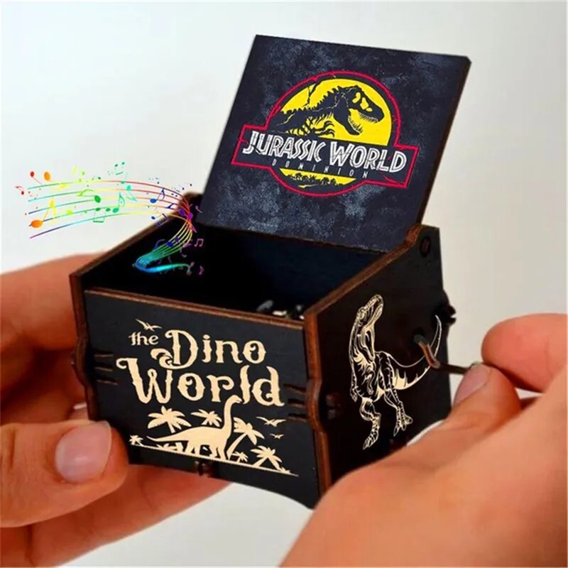 Jurassic World Vintage Antique Dinosaur Music Box Crank Melody Film
