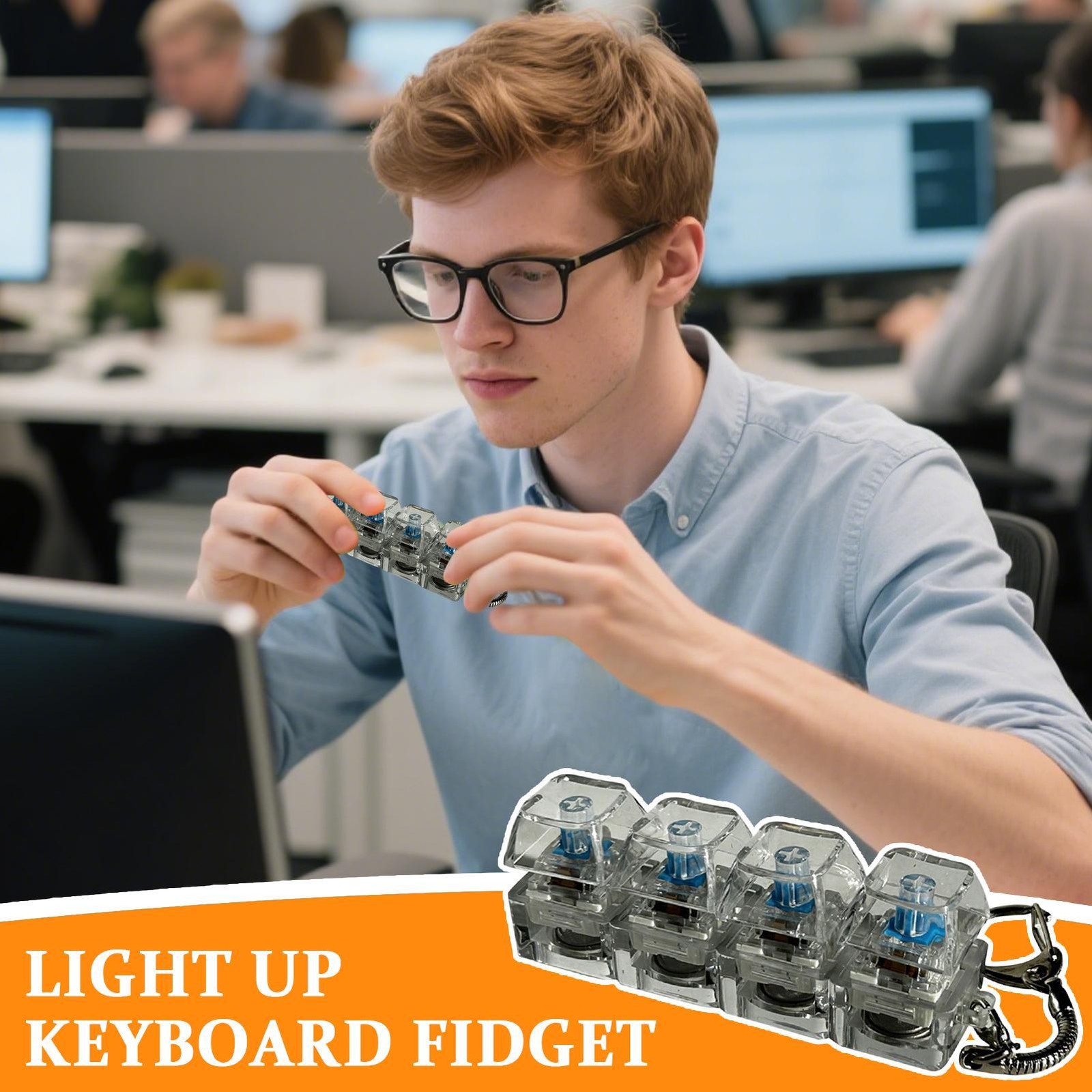 Light Up Keyboard Fidget Toy Transparent Colorful Lights Clicker For Boys Girls