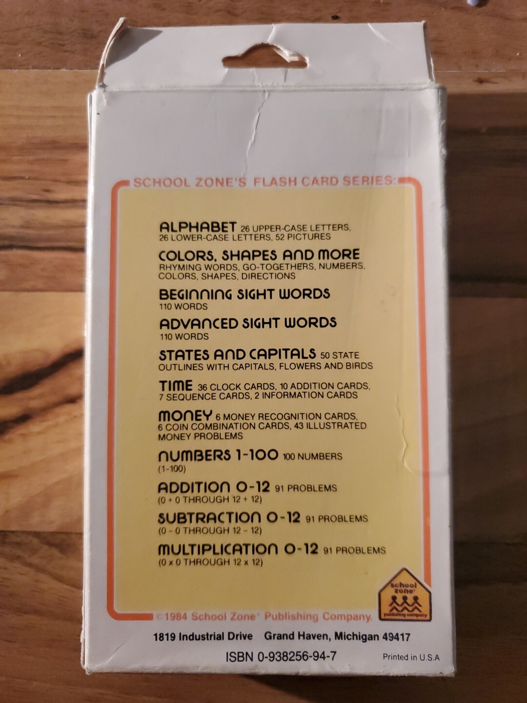 Vintage TIME Flash Cards School Zone USA Telling TIME