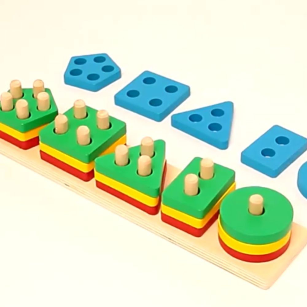 Multi-Color Wooden Puzzle for Kids Educational Montessori Toy Age 1-3 Cognitive