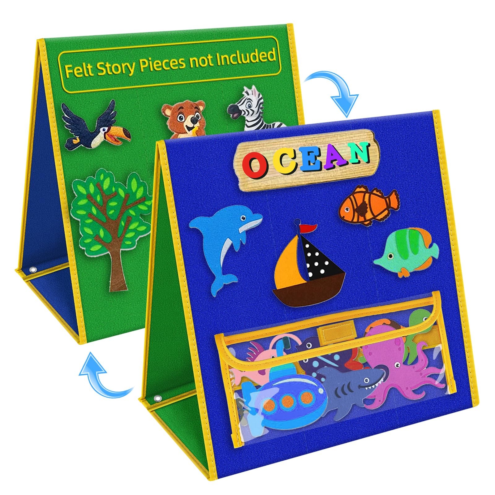 AKAYOK Foldable Felt Board for Toddlers – Double-Sided Flannel 1, Multicolor