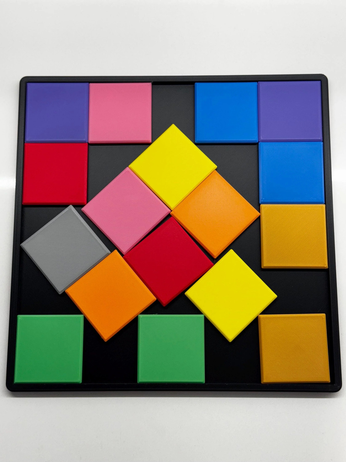 17 Squares Puzzle – Fit 17 Squares into Square Base Challenge – Size 23×23 cm