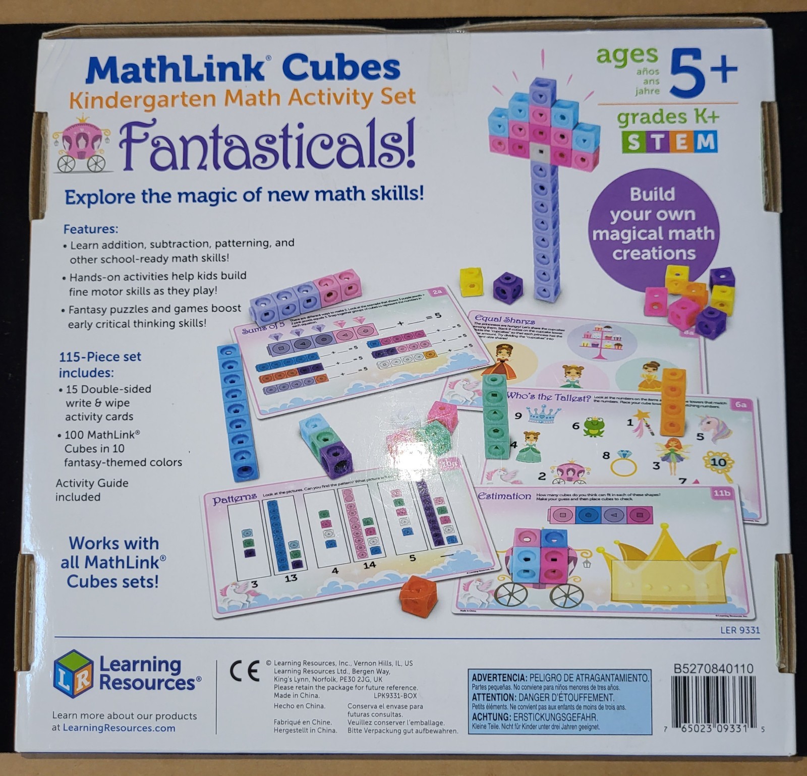 Learning Resources Math Link Cubes Play Learn Activity Set 115 Piece Ages 5+