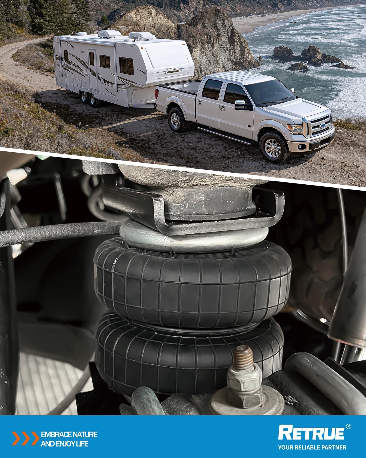 RETRUE Rear Air Bags Suspension Kit for 2004-2008 Ford F150 Truck Towing, 500…