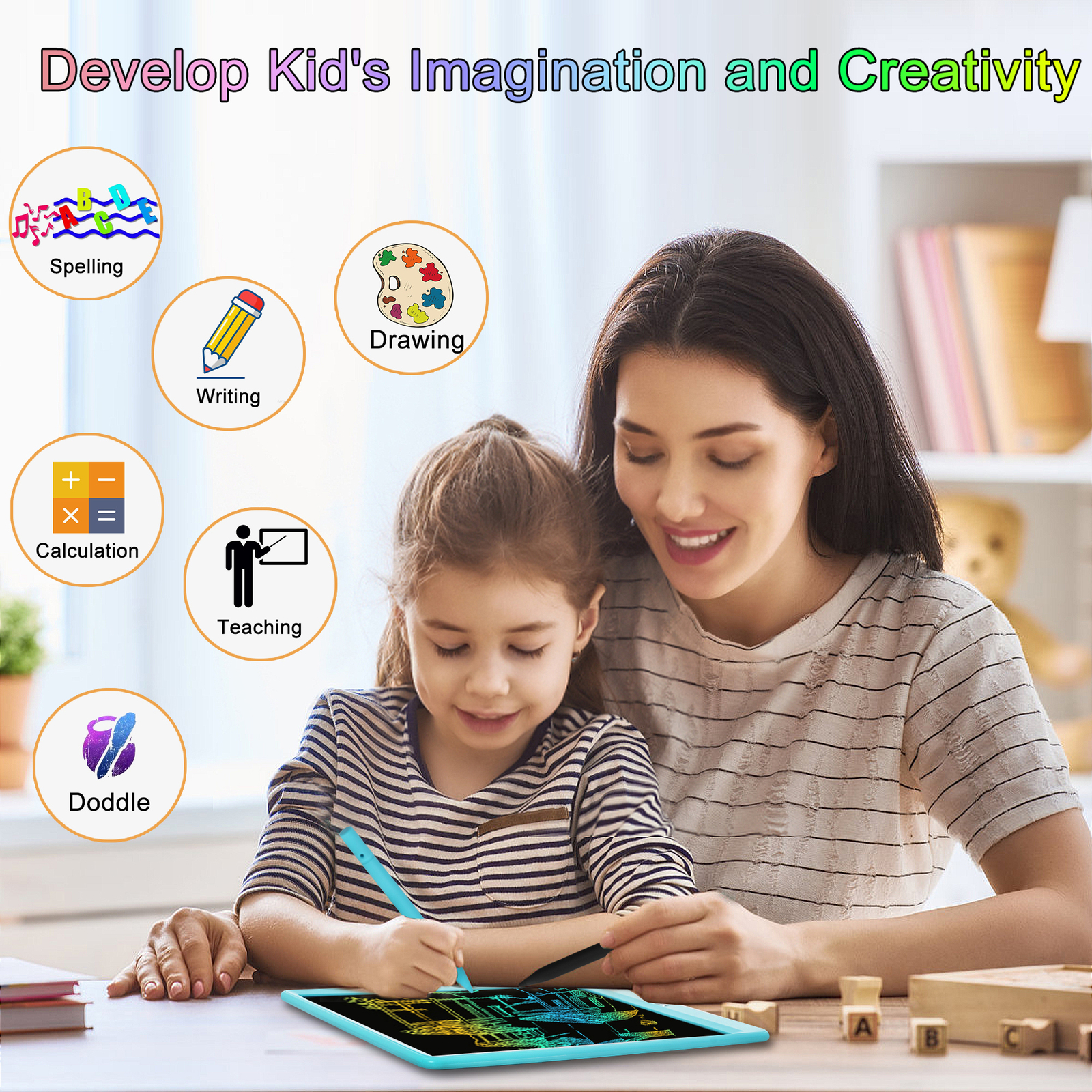10″ LCD Writing Tablet for Kids Electronic Digital Drawing Pad Notepad Xmas Gift