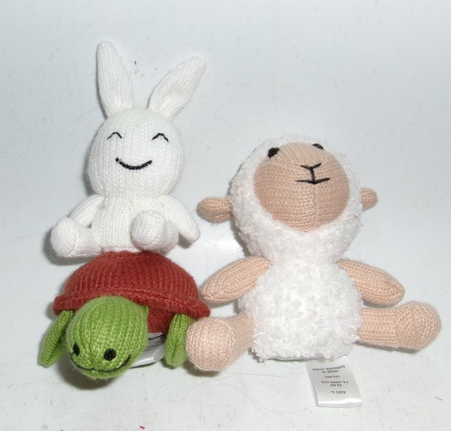 Lot of 3 Storypod Crafties – Owl, Turtle Rabbit & Sheep – Used – Normal Wear