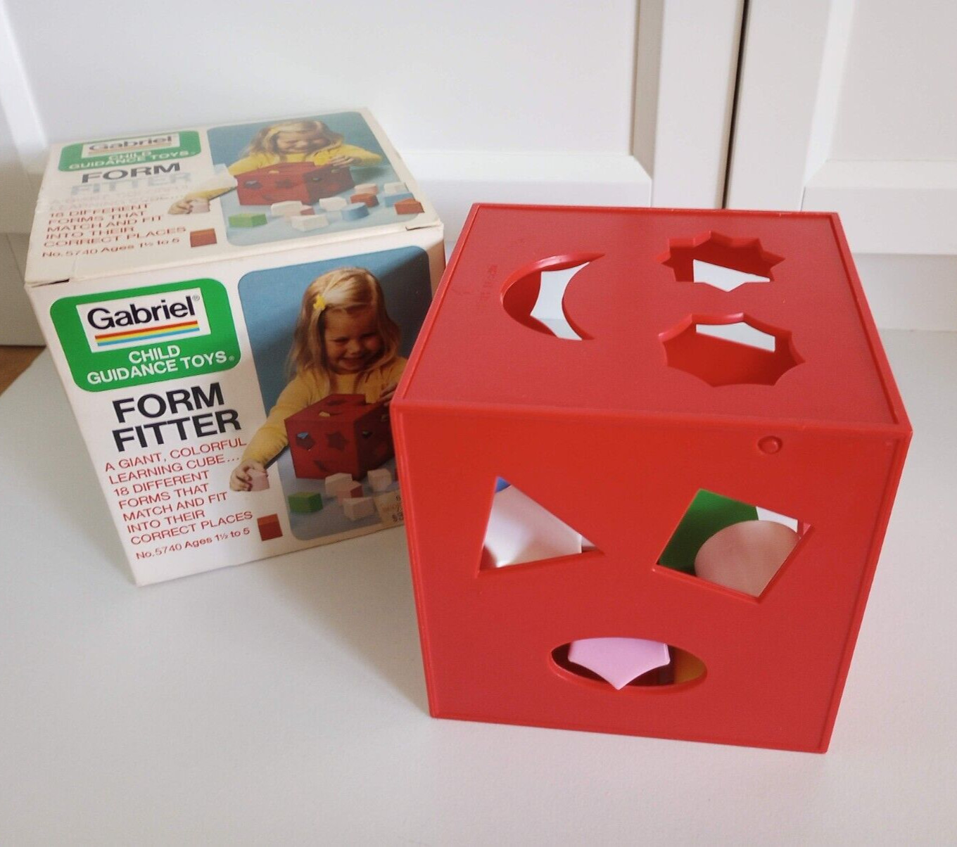 Vintage 1978 Gabriel Form Fitter Match Shapes Learning Educational Toy Prop Box