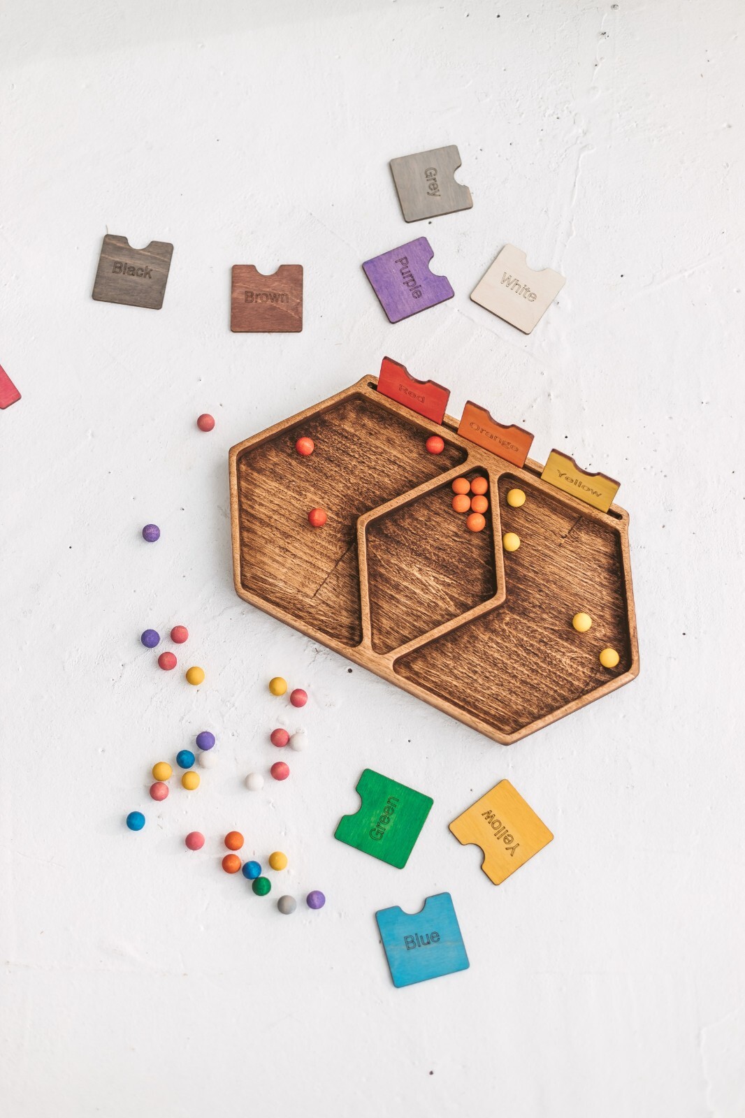 Color learning sorting toy, toddler educational toys, wooden kids gifts, Waldorf