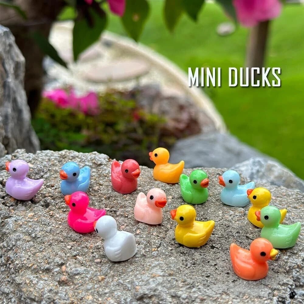 200 Pcs Mini Resin Ducks Tiny Ducks Miniature Duck Figures for Slime Charms DIY