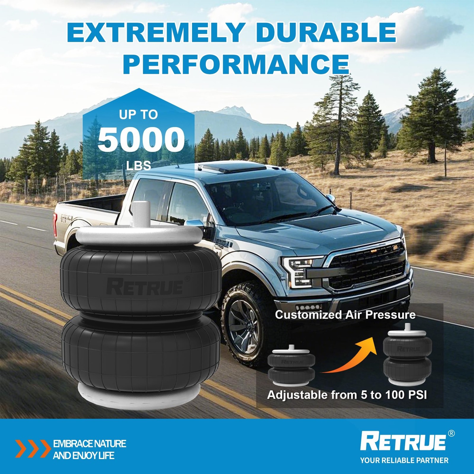 RETRUE Rear Air Bags Suspension Kit for 2021-2026 Ford F150 With Scales Optio…