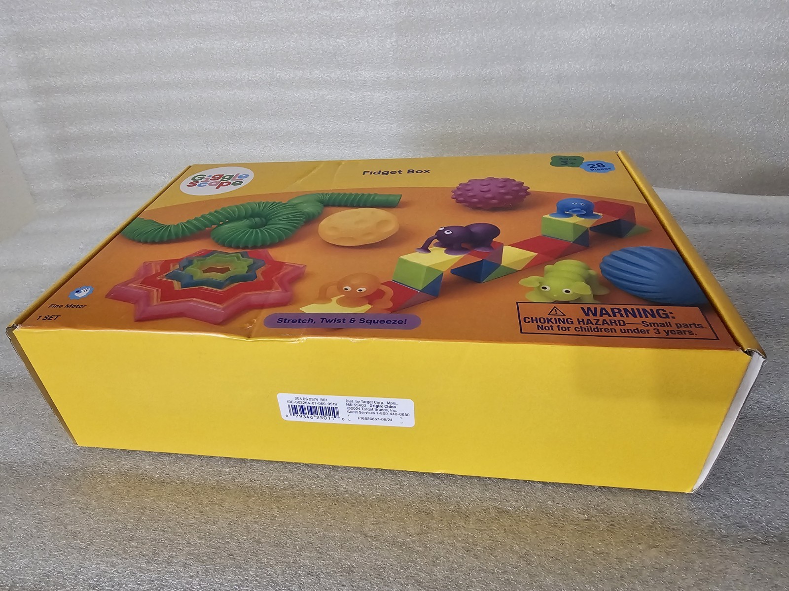 Giggle Scape Fidget Box, Colorful 28 Pieces, Stretch, Twist, Squeeze, Ages 3+