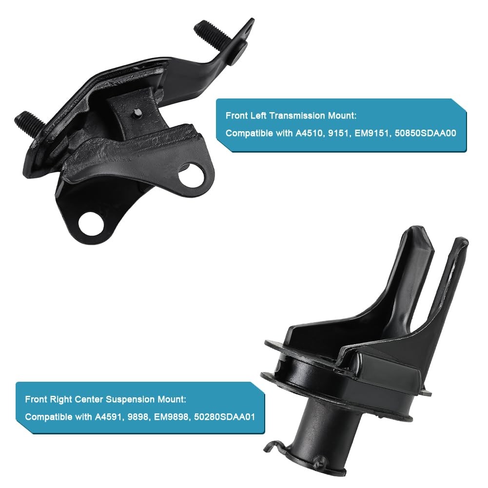 JDMON 7Pcs Engine Motor & Transmission Mount Kit Replacement for Acura Black