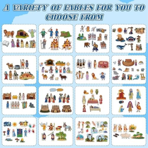 16 Pack Felt Board Story Sets – Flannel Story Pieces with Storage Binder & 16 Po
