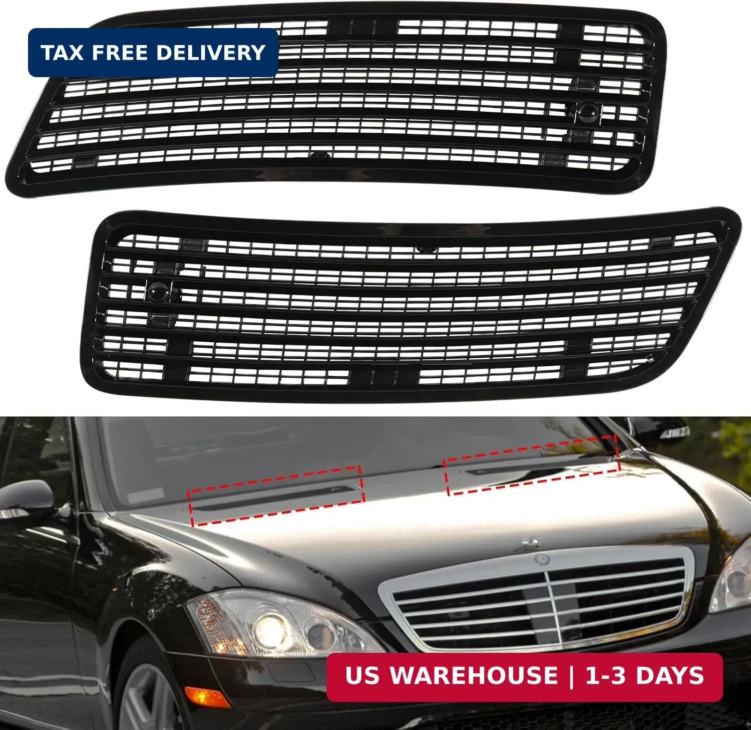 Front Hood Upper Grill Vent for Mercedes-Benz S550 W221 2007-2013 Hood Vent Air