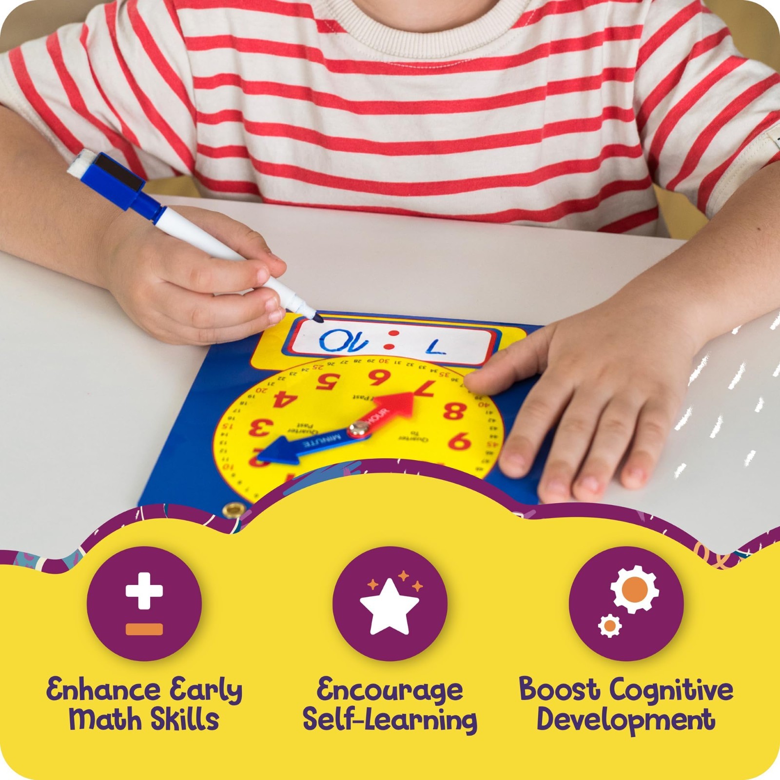 WISE HEDGEHOG Kids Learning Time Activity Game Set, 53 Piece Set, 5+