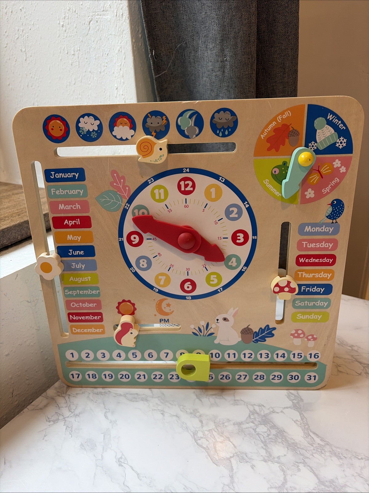 Tooky Toy My Calendar Wooden Learning Board Clock Weather Months Days