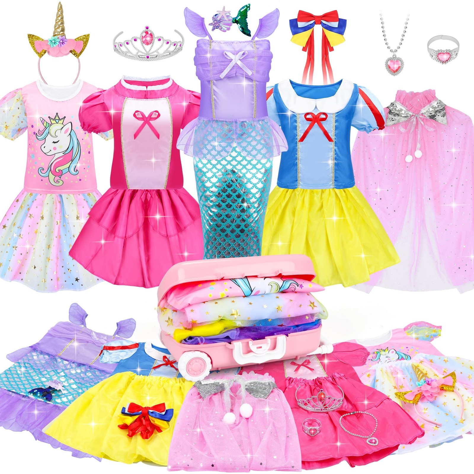 16 Pcs Princess Dress Up Clothes for Little Girl Role Play Costume Gift Set, …
