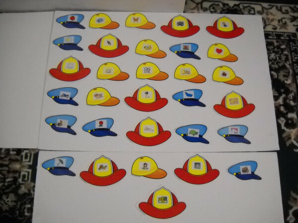 Career Hat Children’s Portrait Laminated Letter Sound 62 Piece Matching Game New
