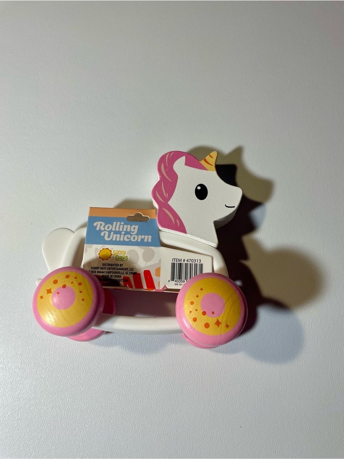 Rolling Unicorn Push Toy – Pink and Yellow NWT Toddlers Learning Fun Roll Wheels