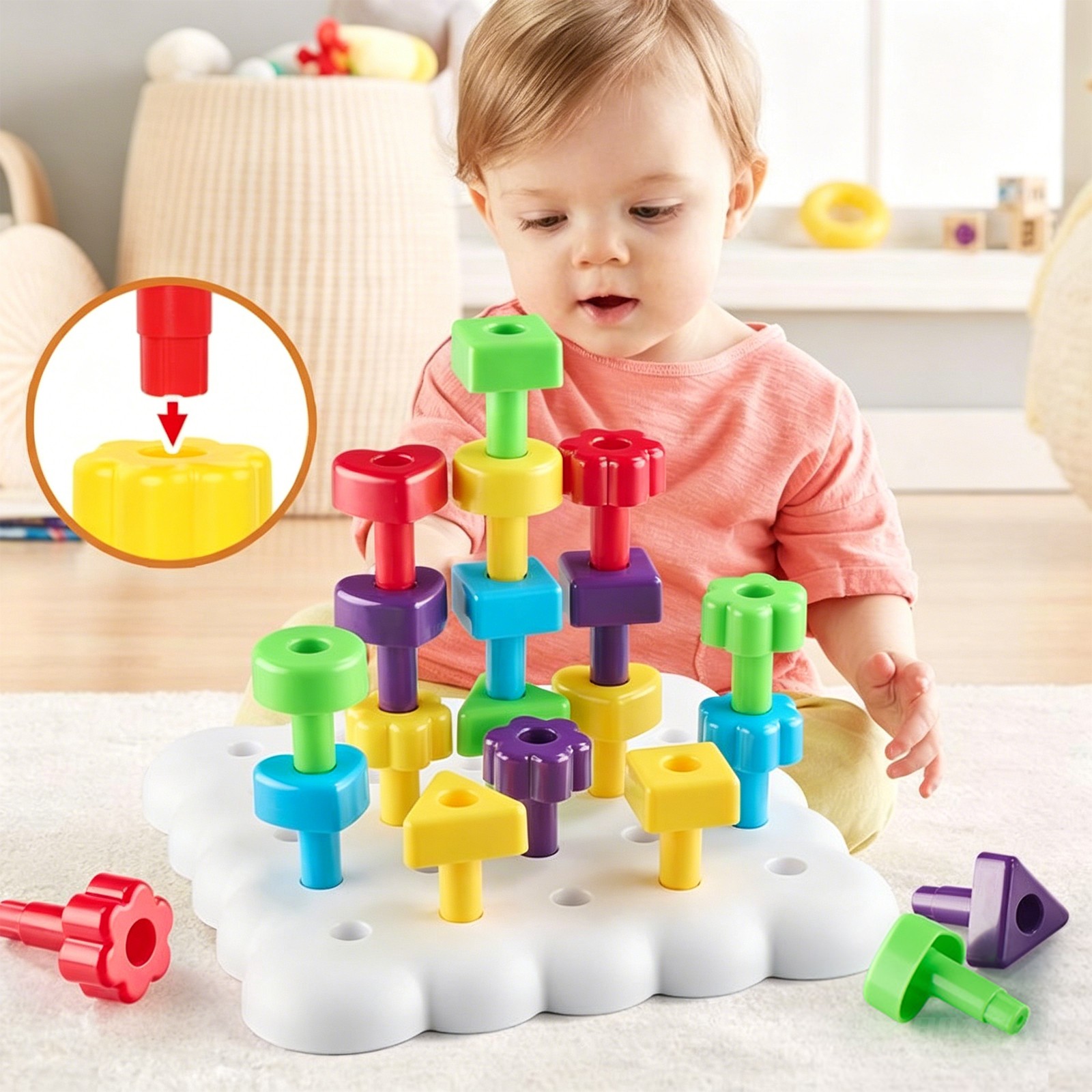 43PC Gear & Peg Board Game Set DIY Construction Stacking Lacing Toys for Age 3+