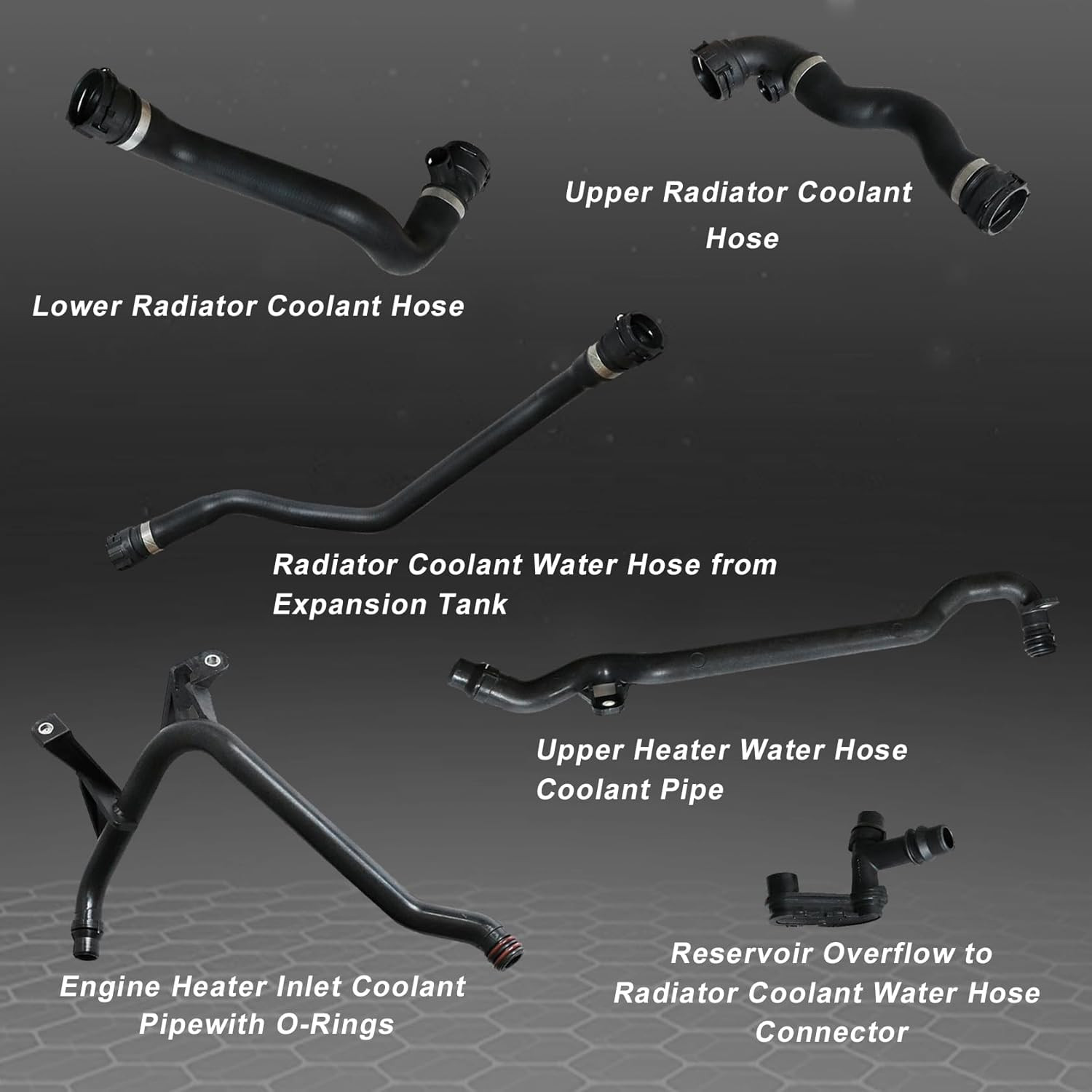 7Pcs Set Expansion Tank Coolant Radiator Hose Kit Compatible with BMW 325Ci 325I