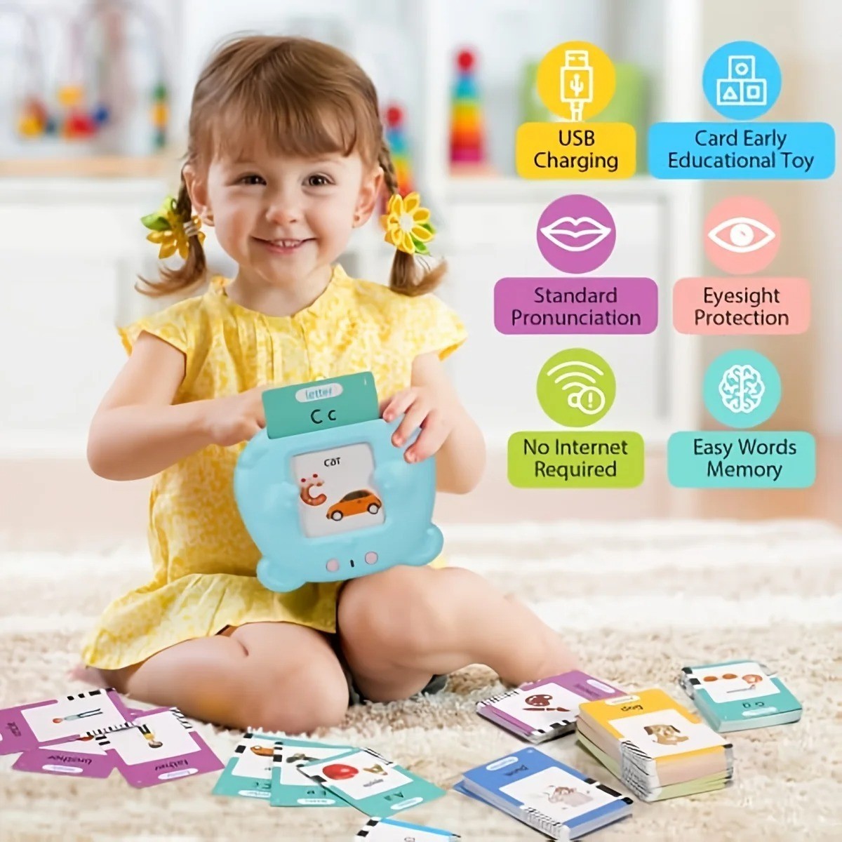 Kids Learning Machine Talking Flash Cards Electronic Audio Book English Words To