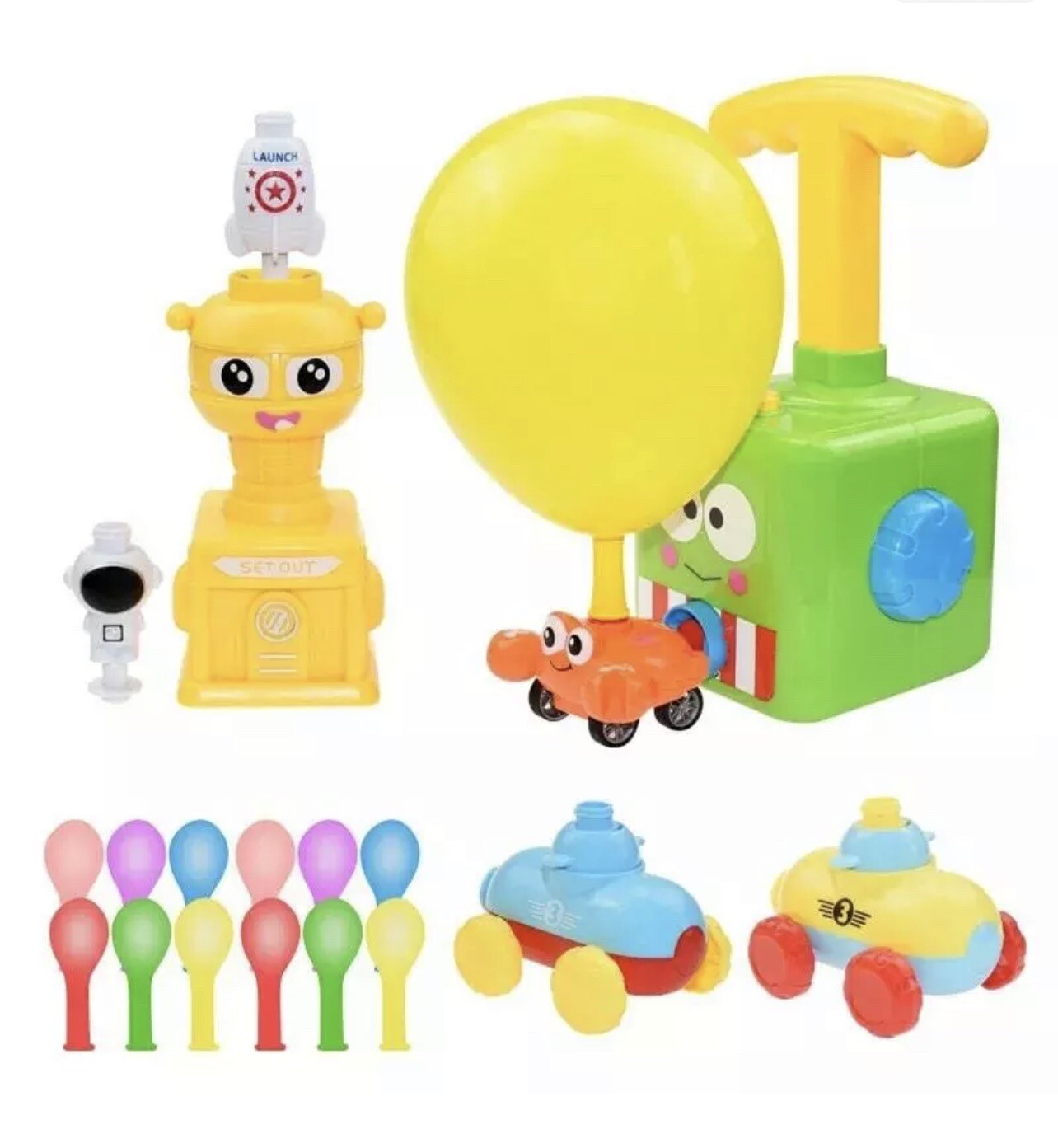 Balloon Launcher Powered Car Toy Set for Kids Children Toddlers Boys Girls Gift