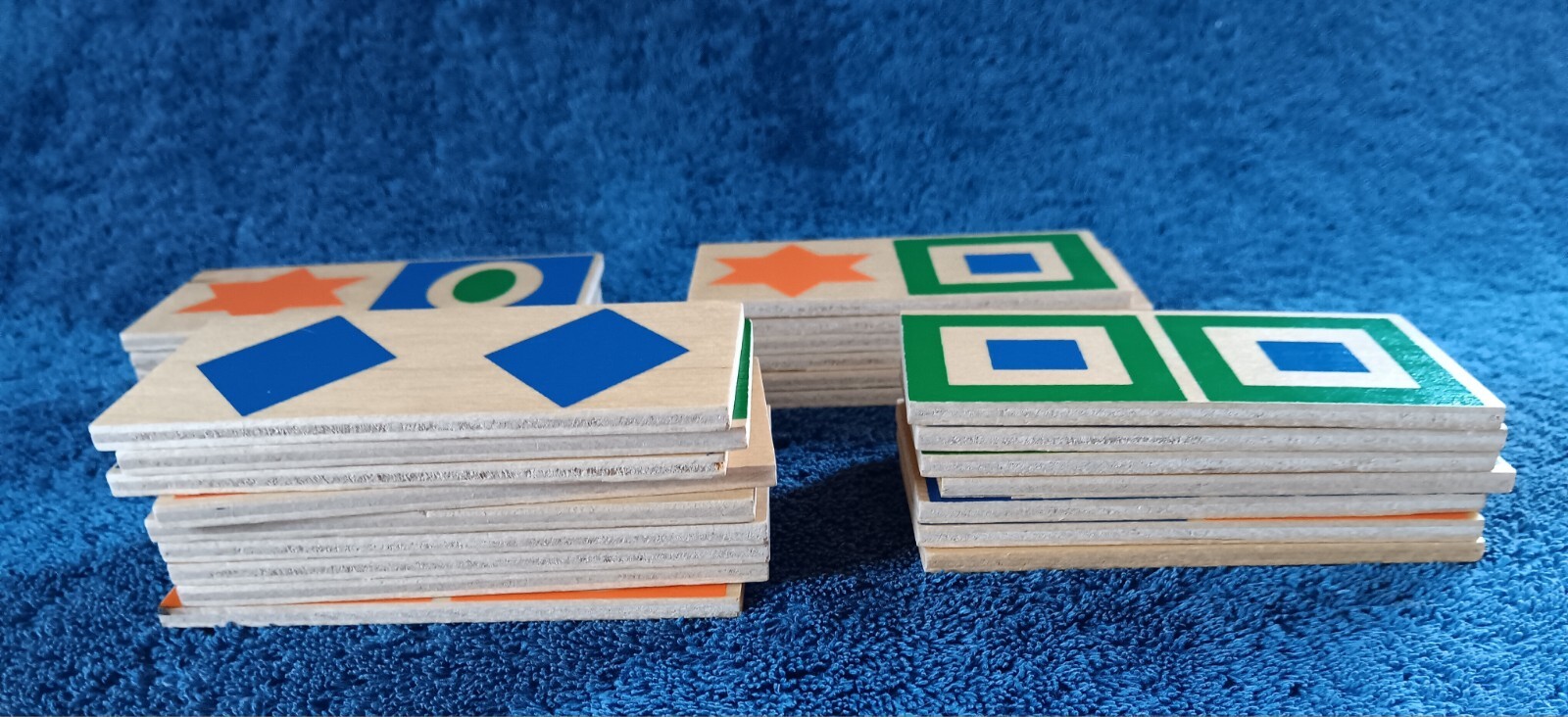 Creative Playthings Shape Dominoes Set Wood Tile Matching Game Kids 28 E0329 VTG