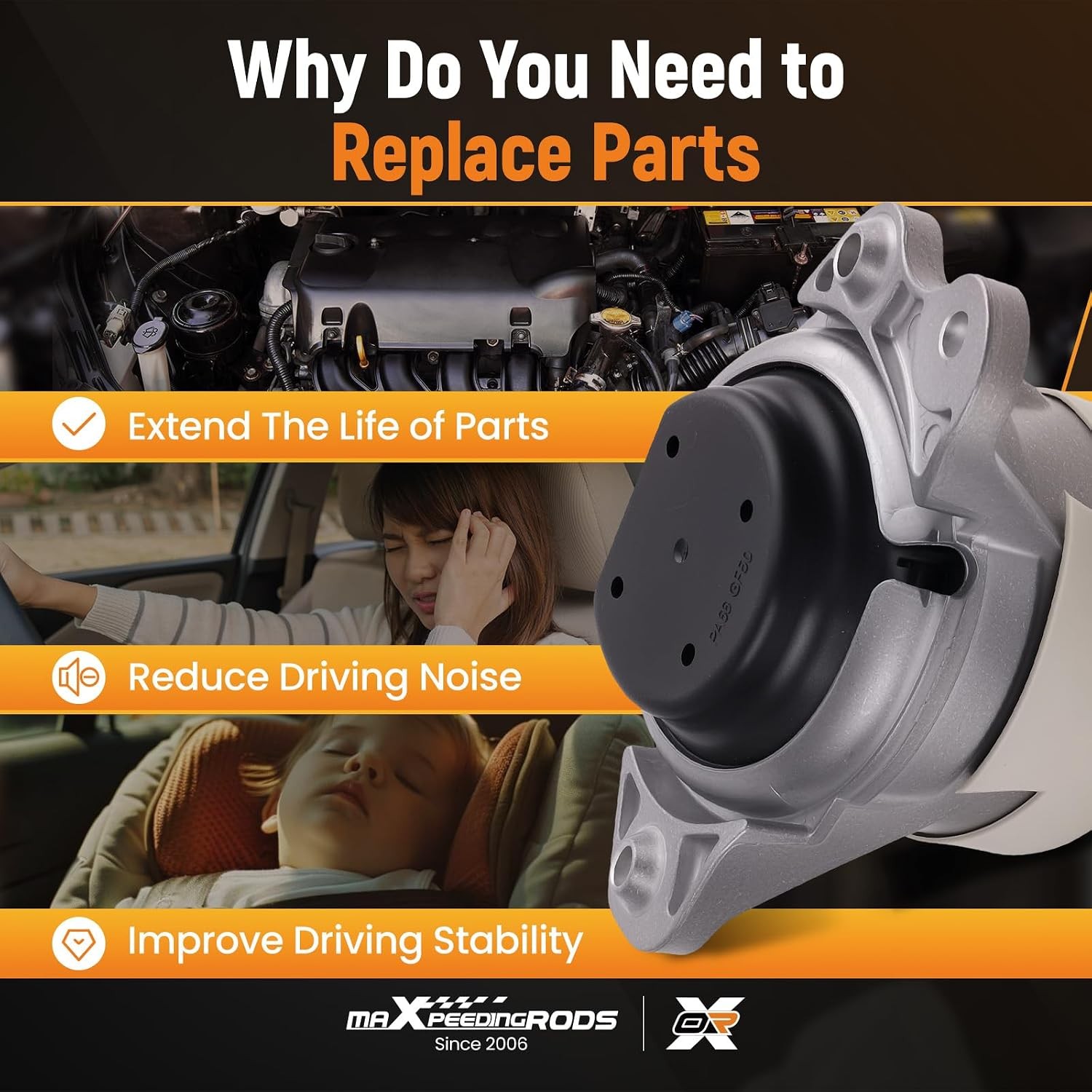Mercedes-Benz C300 2.0L AWD Engine Motor Mount Kit Replacement Upgrade