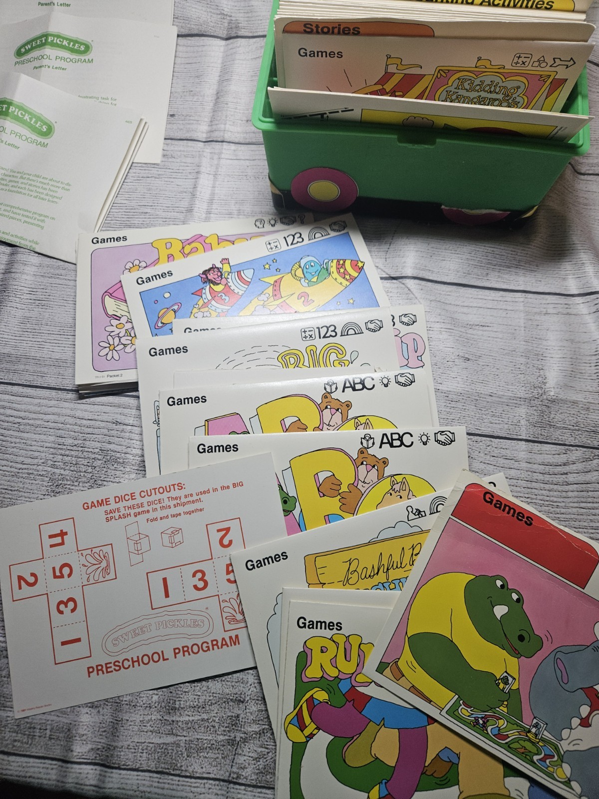 Vintage Sweet Pickles Preschool Program Learning Case Activity Bus Full w/Cards