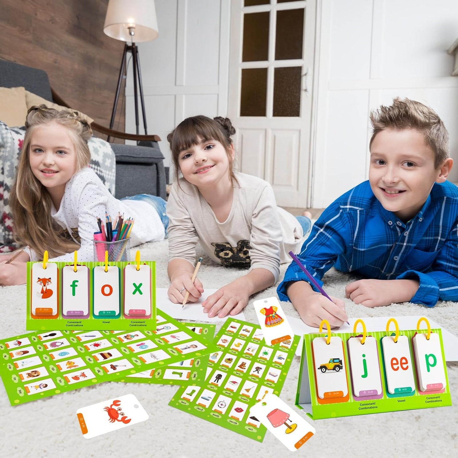 CVC CVCC Words Games Phonics Flash Cards for Preschool Kindergarten Alphabet