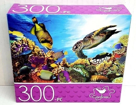 NEW 300PC PUZZLE JIGSAW SET LAKE FISHING BOATS CORAL REEF TURTLES CARDINAL