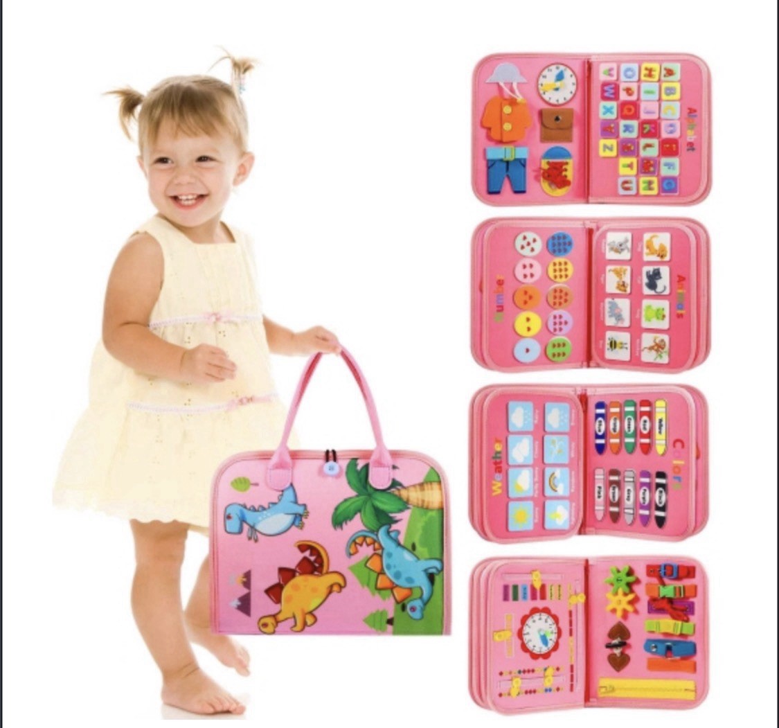 New Winblo Toddler Busy Board Sensory Montessori Toy Pink Free Shipping
