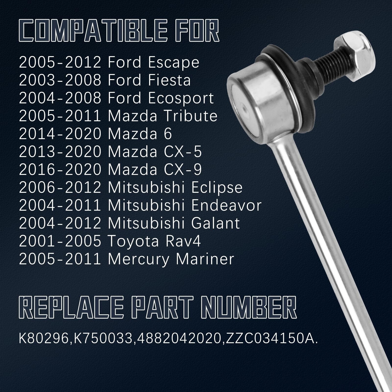 K80296 Stabilizer Sway Bar Links 2PCS For 2004-2012 Ford Escape/Fiesta/Ecospo…