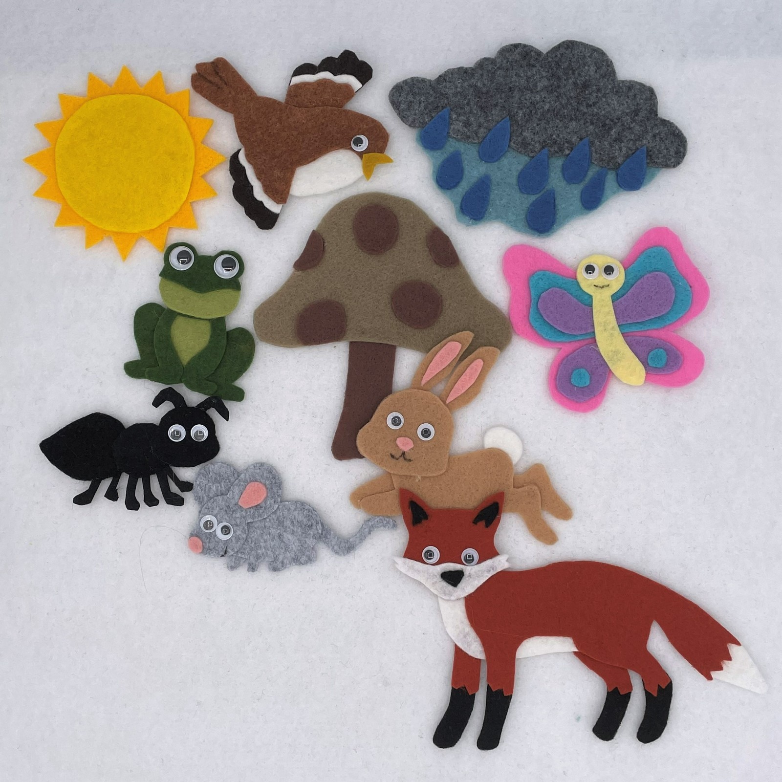 Mushroom in the Rain Felt Pieces for Felt/Flannel Board Play
