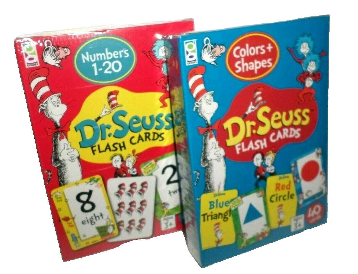 Dr. Seuss Flash Cards 2 Packs Numbers, Shapes and Colors NEW Pre School Pre-K