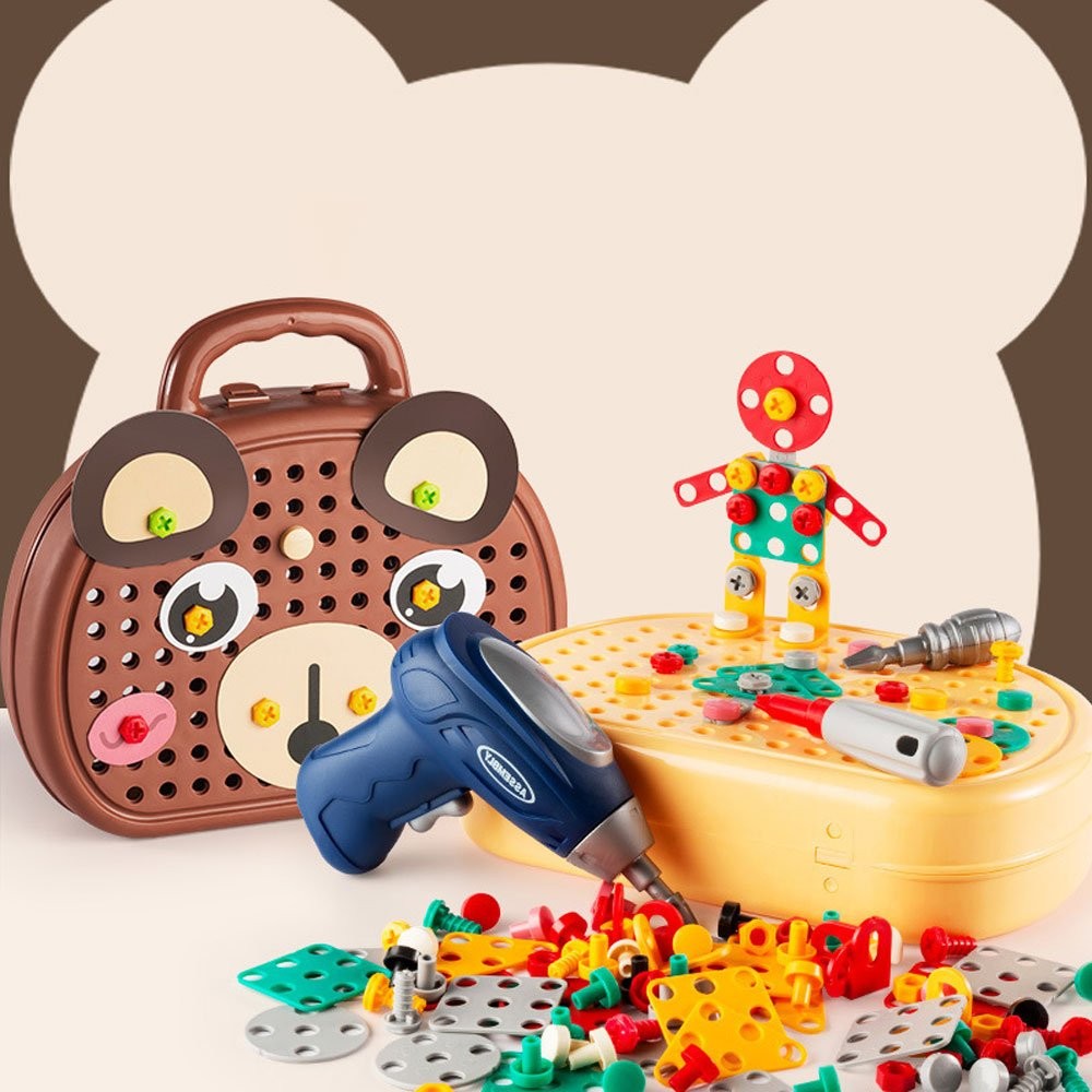Creative Electric Drill Bits Puzzle Toy Assembly Kids Tool Box Birthday Gift JQ