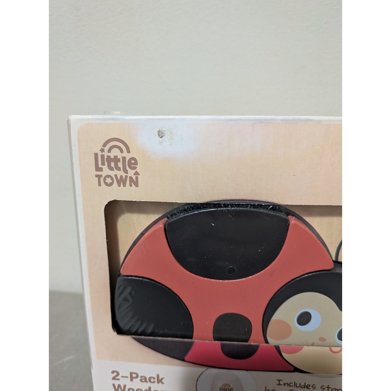 Little Town Lady Bug & Bee Wooden Puzzles New in Box 18 month+ baby learning toy