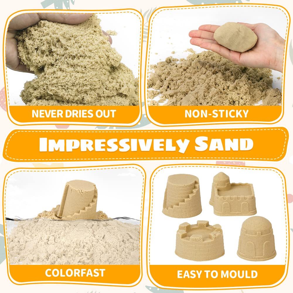 Play Sand Construction Set, Beach Building Castle Kit w/ 2.2lbs Magnetic Sand…