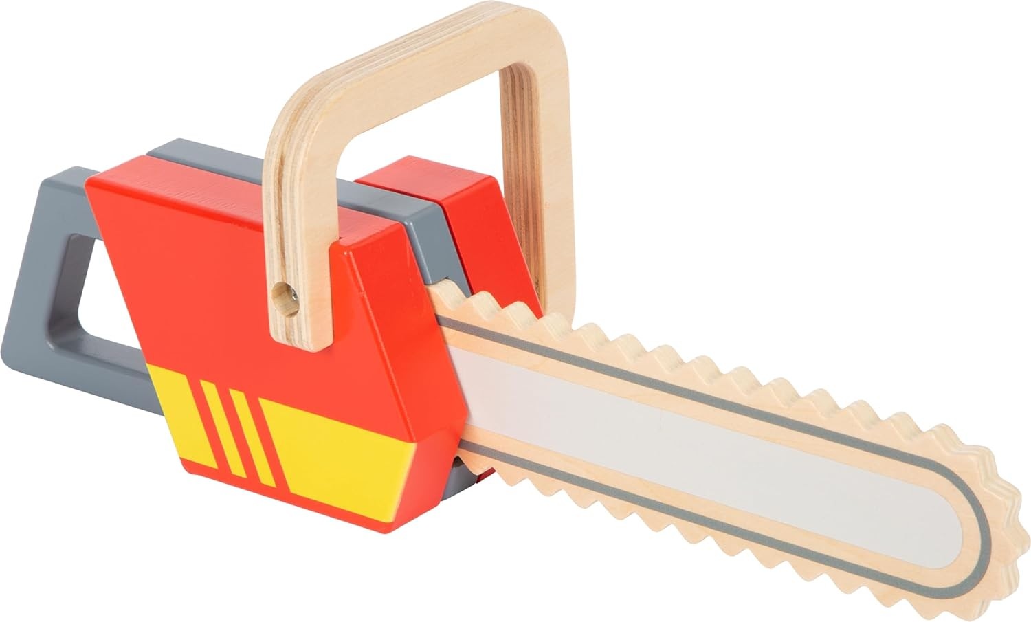 small foot Chainsaw made of wood, role play toy on the theme of fire department,