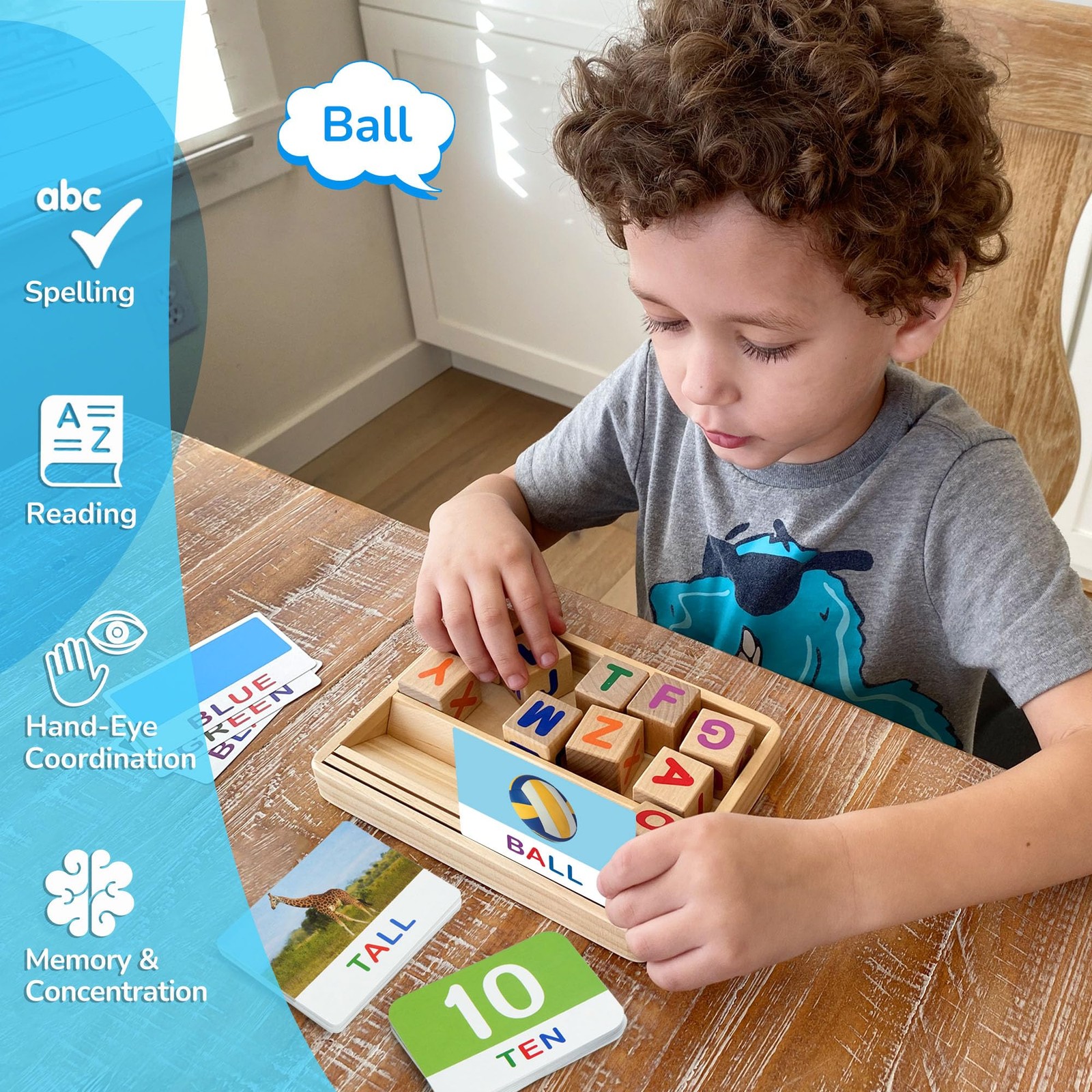 Spelling Games with Flash Cards, 112 Words, Montessori Toys for 3 4 5 6 Years…