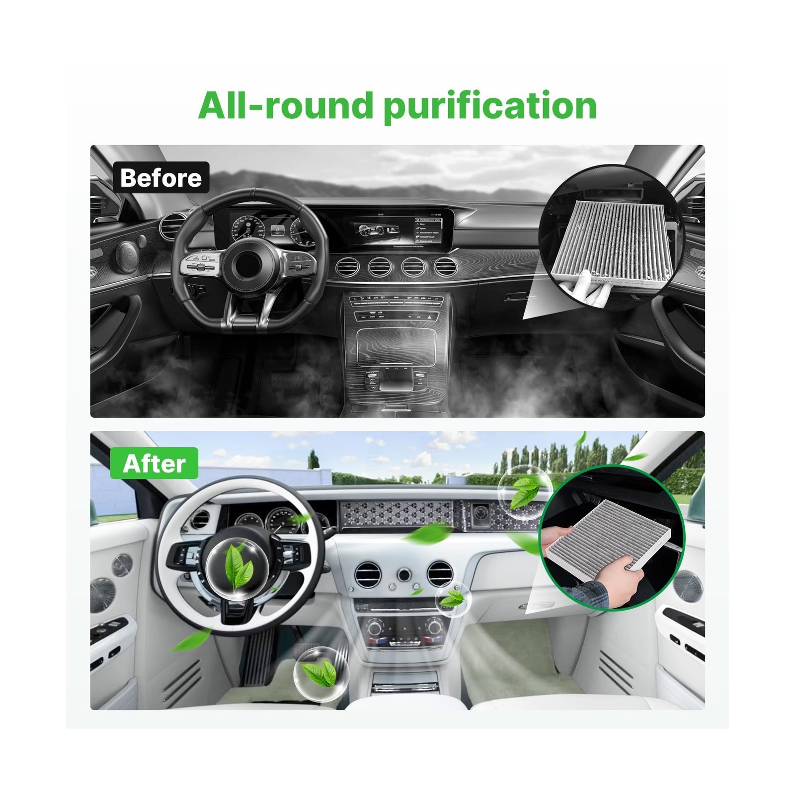 Engine+Cabin Air Filters Fit for Explorer 2011-2019, 3.0T Flex 2010-2019, Fus…
