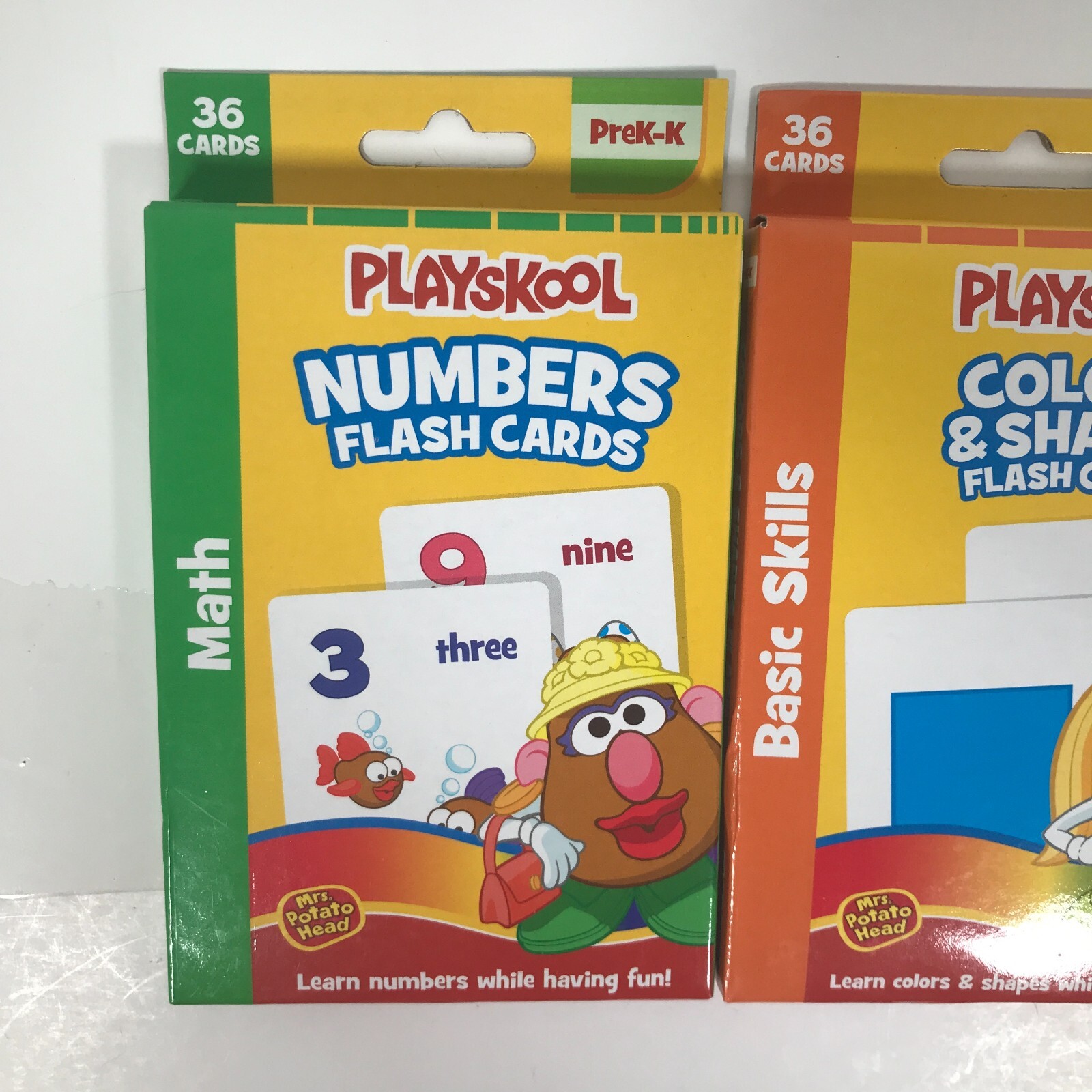 Playskool PreK-K First Words/Colors & Shapes/Numbers Flash Cards 3×36 Cards