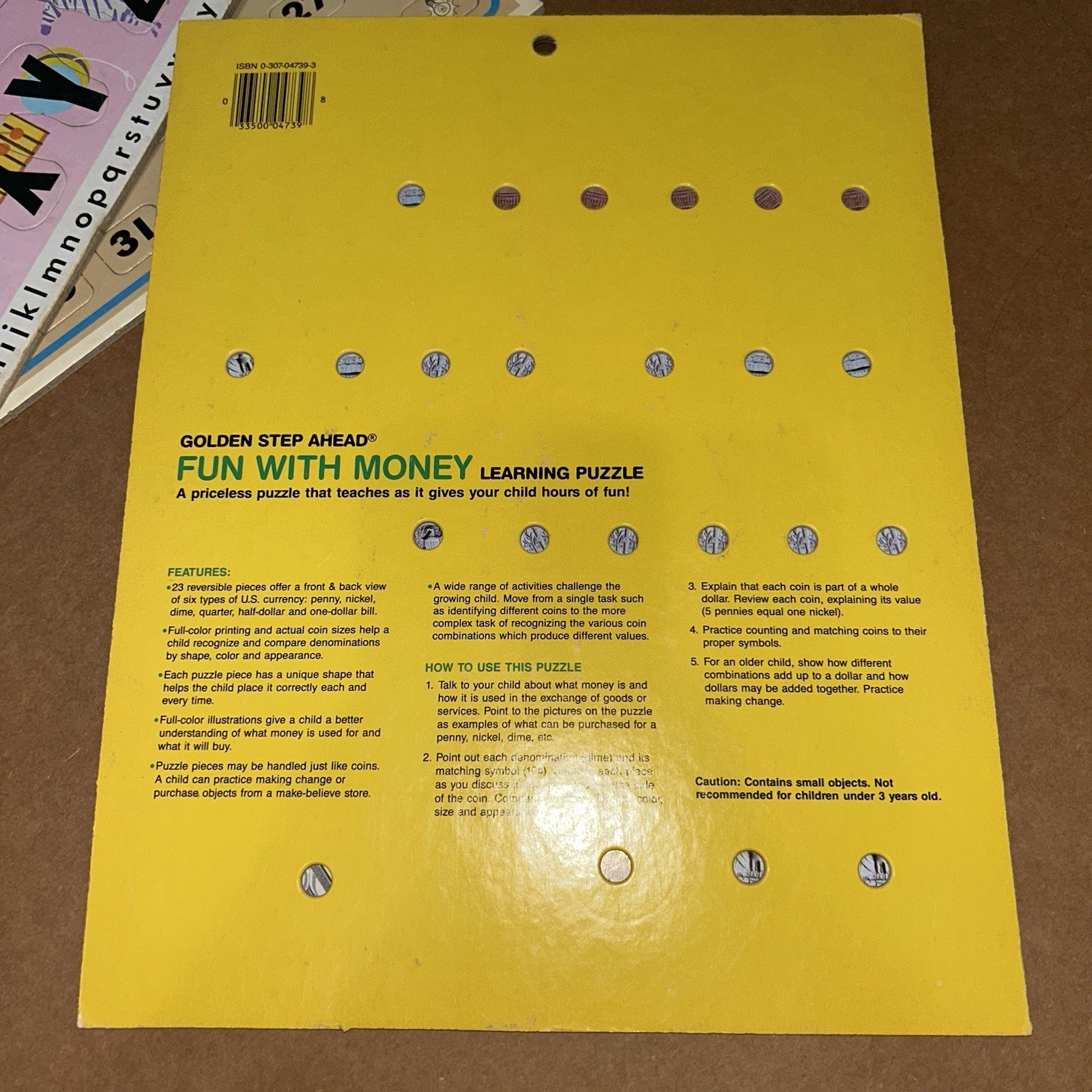 Vintage Golden Step Ahead learning Puzzle Fun with Money, Alphabet, Calendar