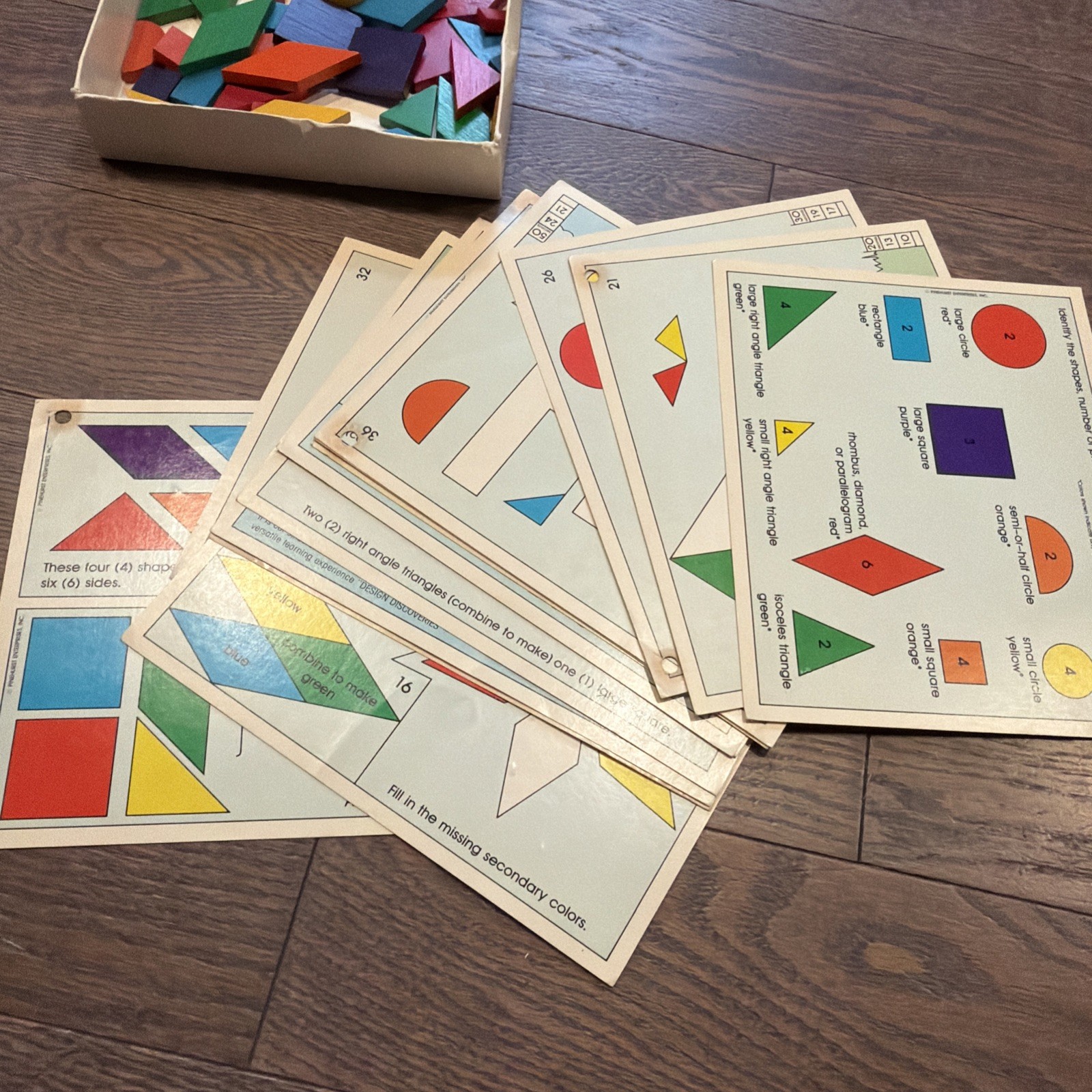 Vintage Design Discovery Toys Educational Wood Tangrams Retro 70s Over 40 Pieces