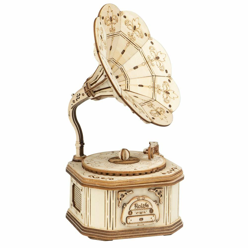 Wood Craft 3D DIY Model Building Puzzle Kits (Gramophone) Creative & STEM Toys
