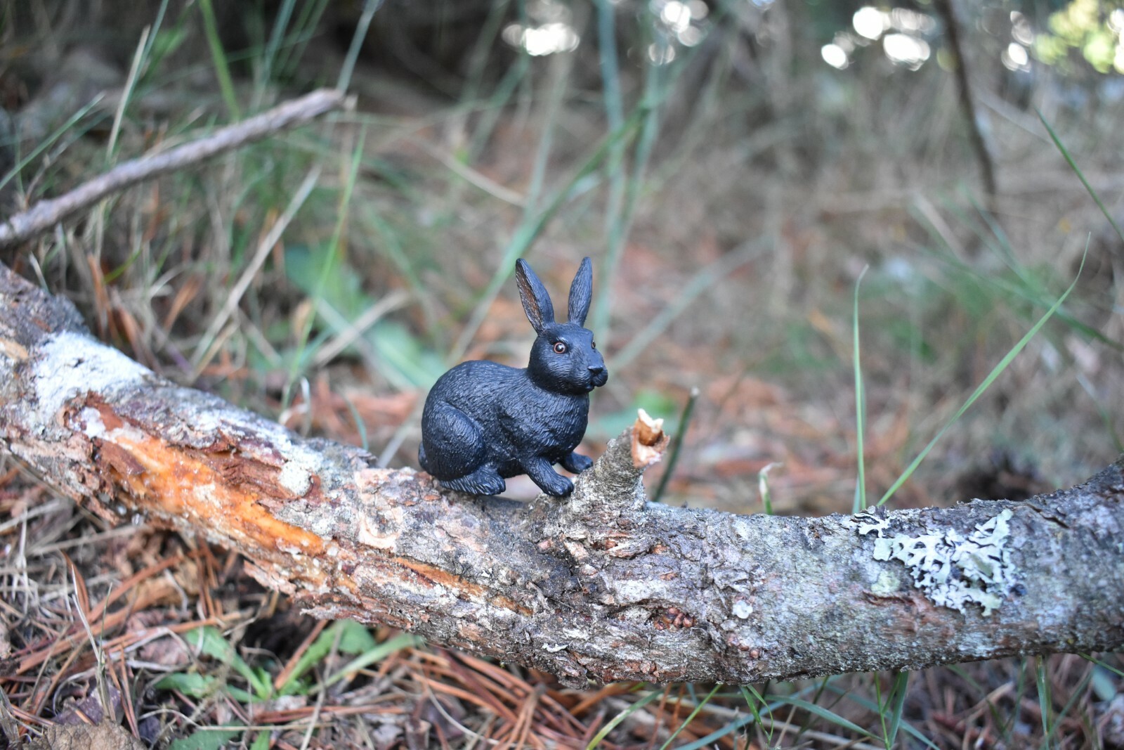 Rabbit Black Realistic Small Toy Model Plastic Replica Forest Animal Gift M051