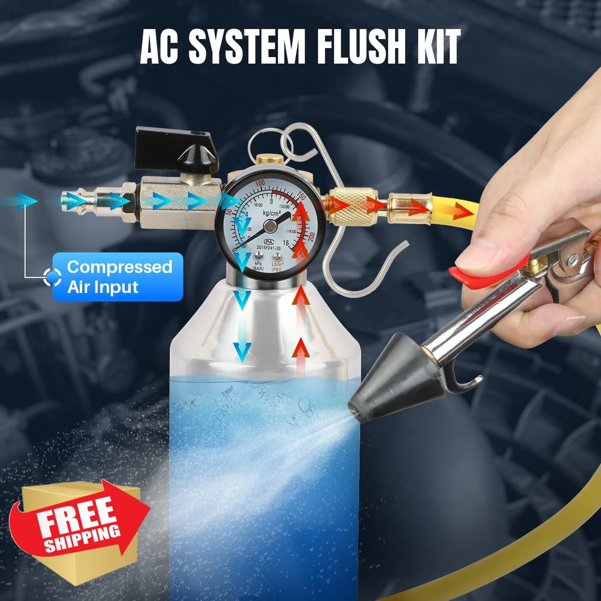 YUANRI AC Flush Kit 1L Stainless Steel R134A R12 R22 R404 R410A
