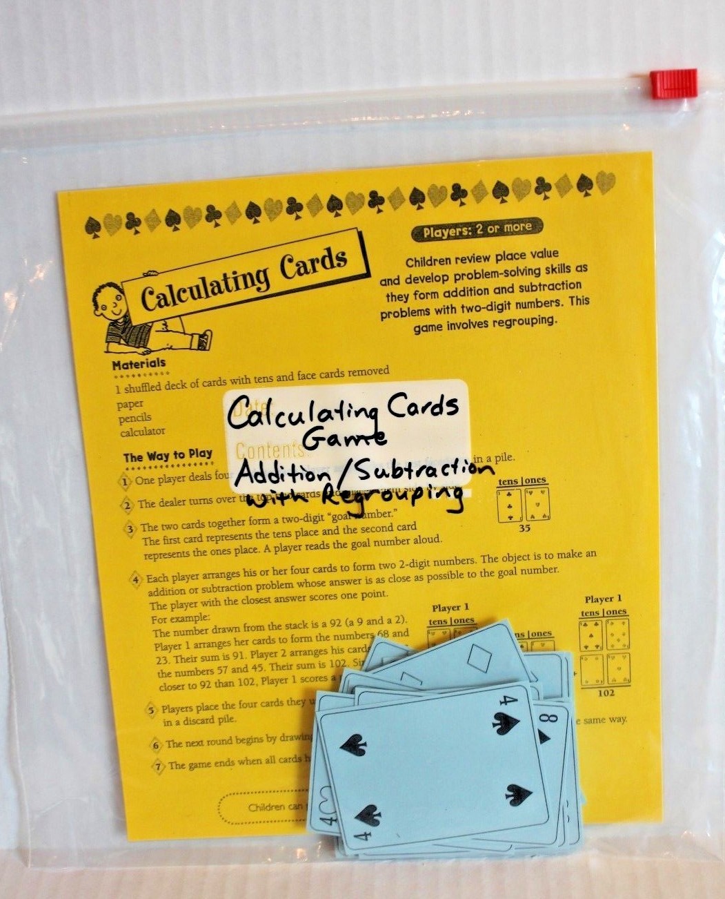 Calculating Cards Math Game for Addition Subtraction w Regrouping Grades 2-4 NEW